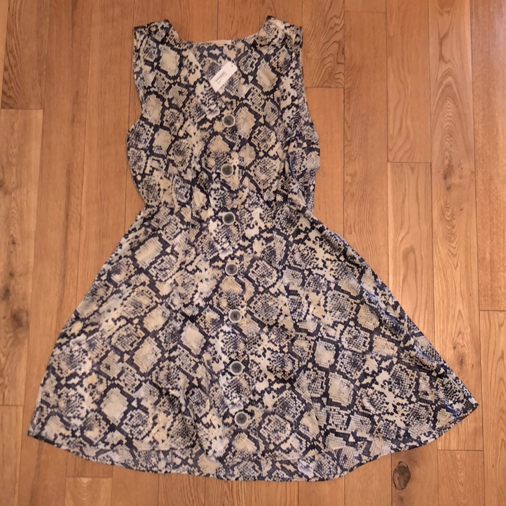 Snake print dress button down the front